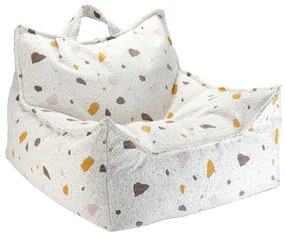 Biely detský sedací vak z textílie buklé/ženilkový Terrazzo Chair – Wigiwama