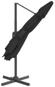 vidaXL LED konzolový slnečník čierny 400x300 cm-