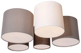 Stropné svietidlo biele, sivé a hnedé 5-žiarovkové - Multidrum