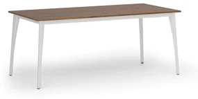 Rokovací stôl PRIMO OMEGA, 1800 x 900 mm, biela podnož, orech