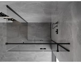 Mexen Mist H T, sprchový kút s výklopnými dverami pravý 70 x 110 cm, číre sklo, čierny profil, 8A5T-070-110-70-00-P