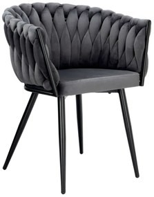 Jedálenská stolička COFTON zamatová, čierna / grafitová
