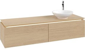 VILLEROY &amp; BOCH Legato závesná skrinka pod umývadlo na dosku (umývadlo vpravo), 2 zásuvky, s LED osvetlením, 1600 x 500 x 380 mm, Nordic Oak, B597L0VJ