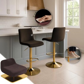 Barová stolička Hoover zamat - hnedá