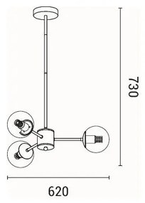Luster na tyči 3xE27/40W/230V mosadz