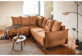 Menčestrová rozkladacia rohová pohovka v tehlovej farbe (ľavý roh) Lazy Lukka – Miuform