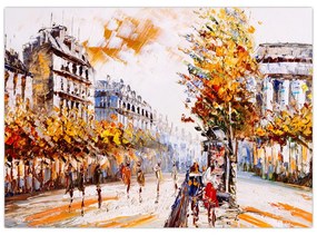 Sklenený obraz - Ulica v Paríži (70x50 cm)