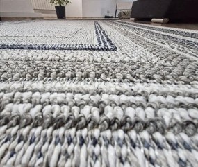 HU Sivo-béžový moderný koberec Boho 872-S so vzorom obdĺžnikov Rozmer: 60x100 cm