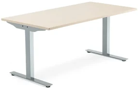 Kancelársky pracovný stôl MODULUS, T-rám, 1600x800 mm, breza/strieborná