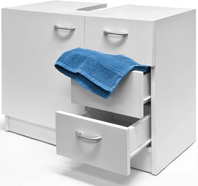 Casaria Skrinka pod umývadlo s 3 zásuvkami SILKE, 63x30x54cm, biela