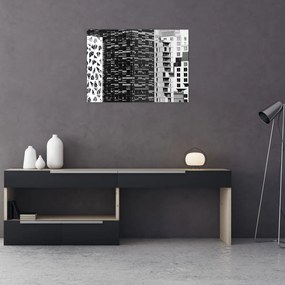 Sklenený obraz čiernobiele architektúry (70x50 cm)