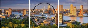 Obraz - Panorama Rotterdamu, Holandsko (s hodinami) (90x30 cm)