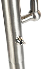 Klasická stojaca lampa oceľ s šedou kapotou a lampou na čítanie - Retro