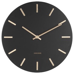 Čierne nástenné hodiny s ručičkami v zlatej farbe Karlsson Charm, ø 30 cm