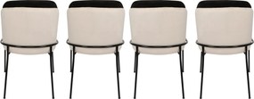 Sada 4 ks jídelních židlí Dore samet černá/krémová