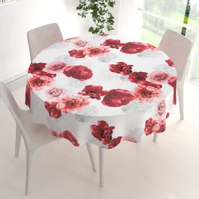 Biante Dekoračný okrúhly obrus PM-017 Veľké červené kvety Ø 120 cm