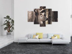Obraz - Jeleň v lese (150x105 cm)