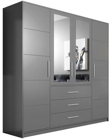 Skriňa Bali D4 grafit/zrkadlo