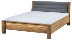 Dvoulůžková postel Velvet II 76 160x200 z masivu s LED osvětlením dub Rustikal/šedá