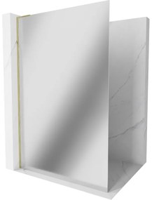 Mexen Kioto L, sprchová zástena Walk-In 70 x 200 cm, 8mm sklo vzor zrkadlo, zlatý lesklý profil,800-070-103-50-50