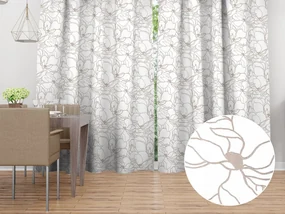 Biante Bavlnený záves Sandra SA-268 Béžové designové kvety na bielom 140x170 cm