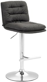 Barová stolička Damar - látka, chróm rám - tmavo šedá