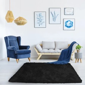 Protišmykový koberec SHAGGY čierny