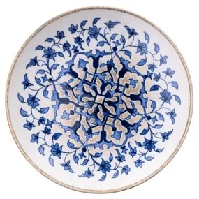 Sada jedálenského riadu 18 ks, biela/modrá, porcelán
