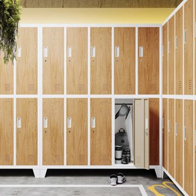 BHP šatní skrinka biela/zlatý dub: Eco Design 10-dverová BARTEK