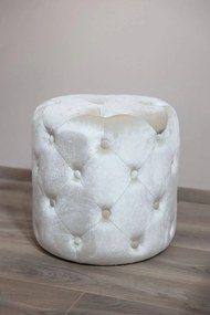 Krémová zamatová taburetka 44cm