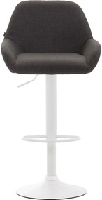 Barová stolička Braga - látka, biela podnož - Tmavo sivá