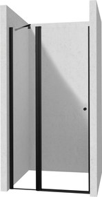 Deante Kerria Plus, 1-krídlové výklopné sprchové dvere 120x200 cm, 6mm číre sklo, čierny profil, DEA-KTSUN45P
