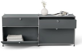 Kovová odkladacia skrinka »CN3« s výklopnými priečinkami a zásuvkami, sivá