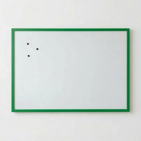 Toptabule.sk  Biela magnetická tabuľa v zelenom drevenom ráme COLOR 50x50 cm