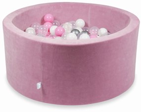 Vulpi Okrúhly suchý bazén Velvet ružový 90x40 + 200 guličiek