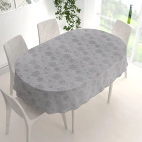 Biante Teflónový oválny obrus TF-083 Kvetované ornamenty na sivom 80x120 cm