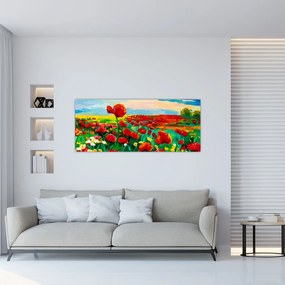 Obraz poľa s vlčími makmi (120x50 cm)