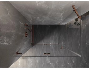 Mexen Lunar-F, 1-krídlový sprchový kút so skladacími dverami, ľavý, 85 x 80 cm, 8mm číre sklo, ružové zlato profil, 836-085-080-60-00-L