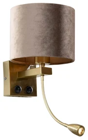 Nástenná lampa bronzová s tienidlom zo sivého zamatu 18 cm - Brescia Combi