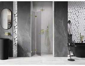 Mexen, Mexen Lunar-F skladacie ľavé sprchové dvere 65 cm, transparentné, brúsené zlaté - 836-065-000-55-00-L