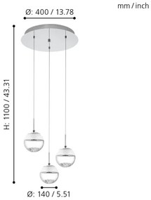 Eglo 93709 - LED luster MONTEFIO 1 3xLED/5W/230V