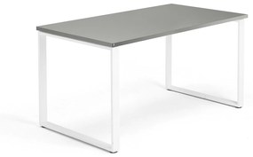 Kancelársky stôl QBUS, O-rám, 1400x800 mm, biela, svetlošedá