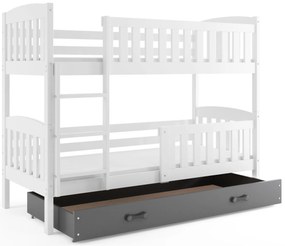 Detská poschodová posteľ KUBUŠ | biela Farba: biela / sivá, Rozmer.: 200 x 90 cm