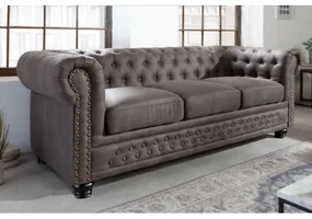 Sedacia súprava 40517 Chesterfield 3-sedenie Vintage Šedá Taupe - Komfort-nábytok