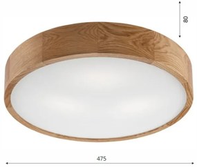 Stropné svietidlo OAK 3xE27/60W/230V dub, pr. 47,5 cm