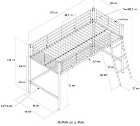Biela vyvýšená detská posteľ 90x200 cm Jodie – Støraa