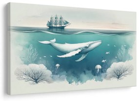 Obraz veľryba a koraly pod hladinou