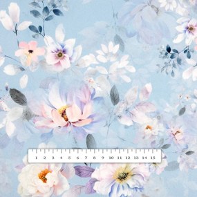 Biante Zamatový štvorcový obrus Tamara TMR-044 Jarné kvety na nebesky modrom 80x80 cm