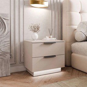 NOČNÝ STOLÍK MARION 2S KAŠMÍR ČIERNE ÚCHYTKY LED