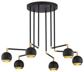 Jupiter 1987 - Luster na tyči VILAR 6xGU10/10W/230V čierna/zlatá